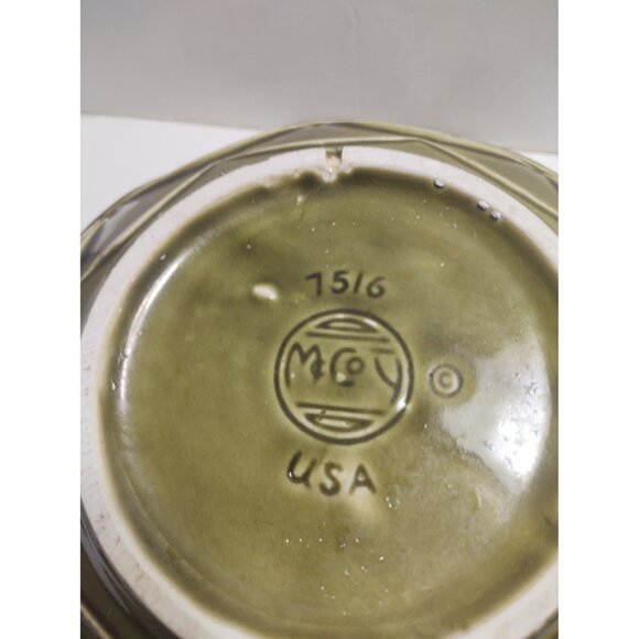 Vintage McCoy Pottery USA Green Basin Bowl & Thanksgiving Turkey Pitcher 1960's - Picture 10 of 14